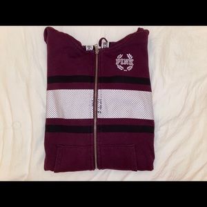 Burgundy Zip Up W Hood From Pink